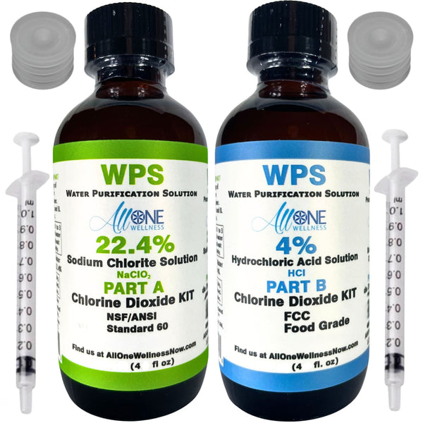 WPS KIT Water Purification Sodium Chlorite 22.4% HCL 4% Glass 118ml - AllOne Wellness CA$37.97